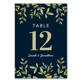 Gouden bladeren Bruiloft nummer tafel kaarten
