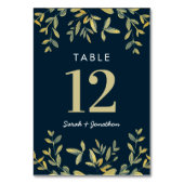 Gouden bladeren Bruiloft nummer tafel kaarten (Achterkant)