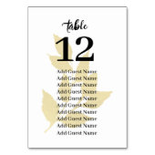 Gouden bladeren Bruiloft Tafel Aantal Zitkaarten Kaart (Voorkant)