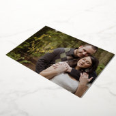 Gouden bladeren Crest Monogram Foto opslaan van de Folie Uitnodiging (Gedraaid)