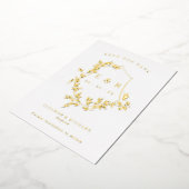 Gouden bladeren Crest Monogram Opslaan van de datu Folie Uitnodiging (Gedraaid)