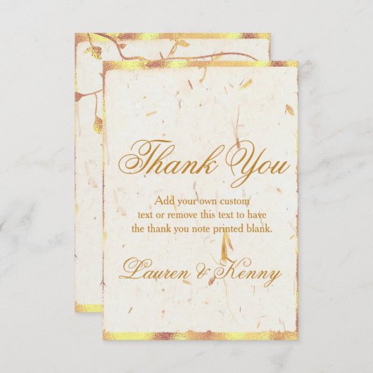 Gouden bladeren Dank u kaarten (Voorkant / Achterkant)