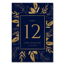 Gouden bladeren | Elegant Goud Marine Blauw Bruilo Kaart