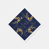 Gouden bladeren | Elegant Goud Marine Blauw Bruilo Servet (Hoek)