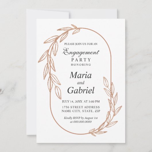 Gouden bladeren. Elegant lijst Luxury Engagement P Kaart (Voorkant)