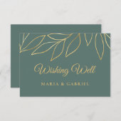 Gouden bladeren. Elegante groene bruiloft wensen g Informatiekaartje (Voorkant / Achterkant)