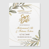 Gouden Bladeren Elegantie Moslim Bruiloft SAVE THE (Voorkant)