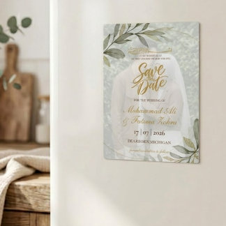 Gouden Bladeren Elegantie Moslim Bruiloft SAVE THE