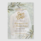 Gouden Bladeren Elegantie Moslim Bruiloft SAVE THE (Voorkant)