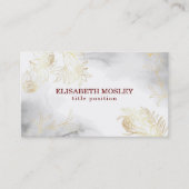 Gouden bladeren en bloemen visitekaartje (Voorkant)