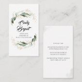 Gouden bladeren en Eucalyptus groen Elegant Modern Visitekaartje (Voorkant / Achterkant)