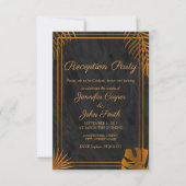 Gouden Bladeren en Geometrisch Frame Moderne Ontva Kaart (Voorkant)