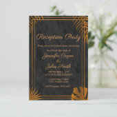 Gouden Bladeren en Geometrisch Frame Moderne Ontva Kaart (Staand voorkant)