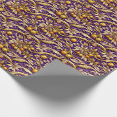 Gouden bladeren en granaatappels Paarse Cadeaupapier (Hoek)