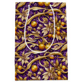 Gouden bladeren en granaatappels Paarse Medium Cadeauzakje (Voorkant)