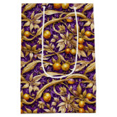 Gouden bladeren en granaatappels Paarse Medium Cadeauzakje (Achterkant)