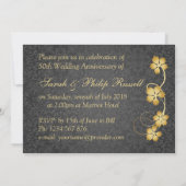 Gouden bladeren en verbonden harten 50ste verjaard kaart (Achterkant)