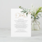 Gouden bladeren & Eucalyptus groen bruiloft detail Informatiekaartje (Staand voorkant)