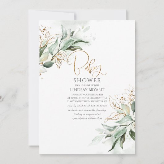 Gouden bladeren Eucalyptus groen schattig Baby sho Kaart (Voorkant)