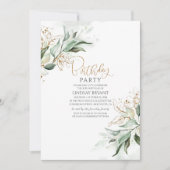 Gouden bladeren Eucalyptus groen schattige verjaar Kaart (Voorkant)