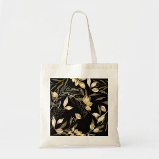 Gouden bladeren: exotische botanische naadloos tote bag