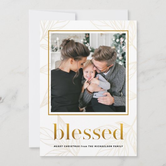 Gouden bladeren gezegend met ingelijste fotovakant kaart (Voorkant)