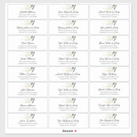 Gouden Bladeren Groene Gast Naam Adres Labels (Vel)