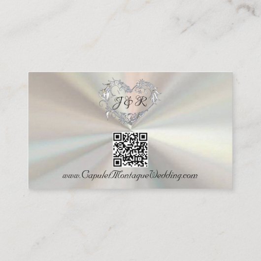 Gouden bladeren, hart op witte parel, QR-code Informatiekaartje (Achterkant)