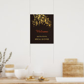 Gouden Bladeren Herfst Bruidsdouche Welkomstposter Poster (Keuken)