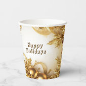 Gouden bladeren Kerst vakantie papier bekers (Voorkant)