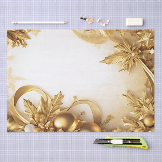 Gouden bladeren Kerst vakantie weefsel papier (Craft)