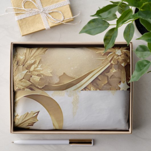 Gouden bladeren Kerst vakantie weefsel papier (Geschenk)