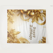 Gouden bladeren Kerstmis vakantie achtergrond Wandkleed (Voorkant (horizontaal))