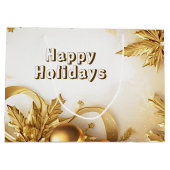 Gouden bladeren Kerstmis vakantie geschenk tas Groot Cadeauzakje (Achterkant)