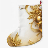 Gouden bladeren Kerstmis vakantie kous Grote Kerstsok (Achterkant)