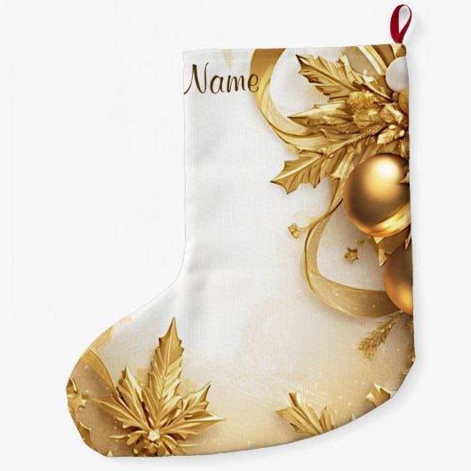 Gouden bladeren Kerstmis vakantie kous Grote Kerstsok (Achterkant)