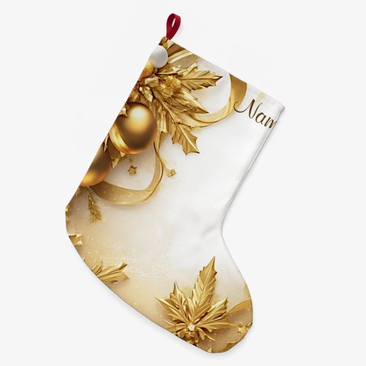 Gouden bladeren Kerstmis vakantie kous Grote Kerstsok (Voorkant (Hangend))