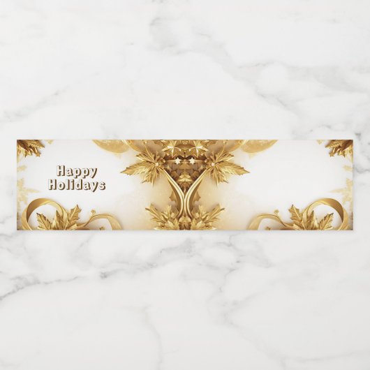 Gouden bladeren Kerstmis vakantie waterfles label Waterfles Etiket (Enkel label)