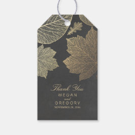 Gouden bladeren krijtbord herfst bruiloft cadeaulabel