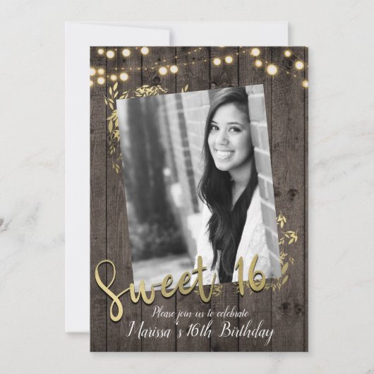 Gouden Bladeren & Lichten Rustiek Donker Hout Zoet Kaart (Voorkant)