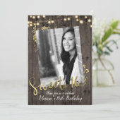 Gouden Bladeren & Lichten Rustiek Donker Hout Zoet Kaart (Staand voorkant)