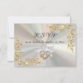Gouden bladeren Lijst op White Pearl RSVP Kaartje (Voorkant)