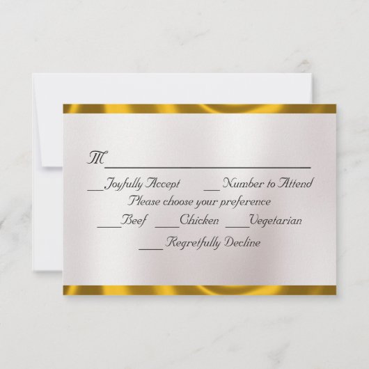 Gouden bladeren Lijst op White Pearl RSVP Kaartje (Achterkant)