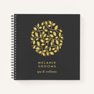 Gouden Bladeren Logo   Gepersonaliseerd Monogram Notitieboek