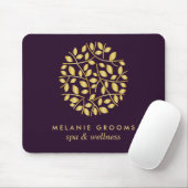 Gouden bladeren logo Paarse Gepersonaliseerde jouw Muismat (Met muis)