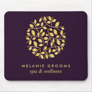 Gouden bladeren logo Paarse Gepersonaliseerde jouw Muismat