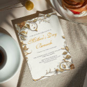Gouden bladeren Moederdag Brunch Kaart