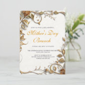 Gouden bladeren Moederdag Brunch Kaart (Staand voorkant)