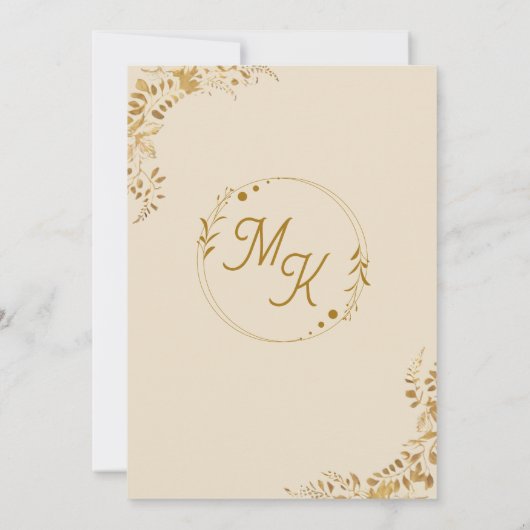 Gouden bladeren  moslimbruiloft Nikah Walima Kaart (Achterkant)