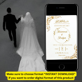 Gouden bladeren moslimbruiloft Nikah Walima Kaart